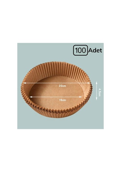 100 Adet Air Fryer Pişirme Kağıdı Tek Kullanımlık Yağlı Kağıdı Yuvarlak Tabak Model Bx40