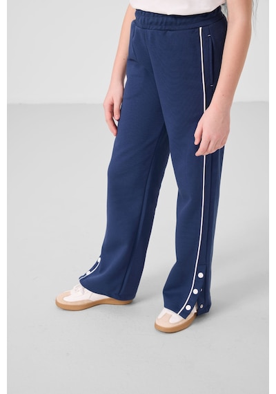 Tommylife Parlament Geniş Paça Çıt Çıt Detaylı Kız Çocuk Palazzo Pantolon - 75199 Mavi