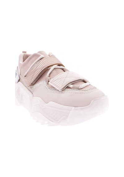 Dgn 65140-22y Kadın Mega Kalın Taban Simli Cırtlı Sneakers Ayakkabı 65140-2027-R2889 Bej