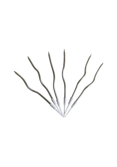 Eğik Pasta Mumu Gümüş Renkli 6 Lı 14 Cm