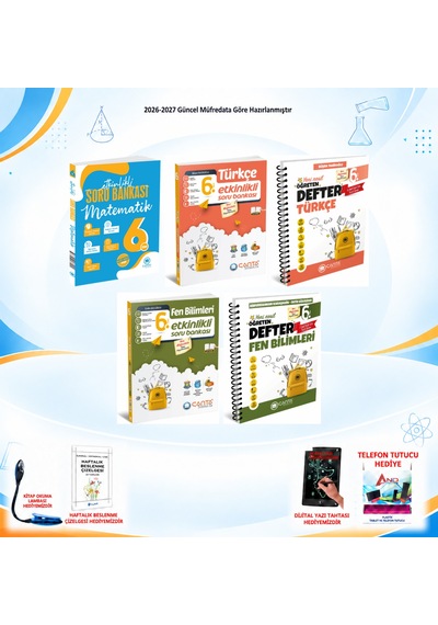 Çanta Yayınları 2026-2027 6. Sınıf Tüm Dersler 5 Kitap Mat-türkçe-fen Soru/türkçe-fen Defter Set