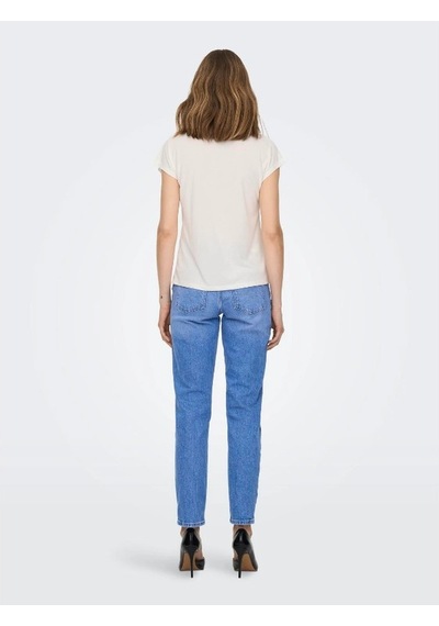 Only Onlfree Life S/s Mod V-neck Top Jrs Noos Kadın T-shirt 15287041 Beyaz