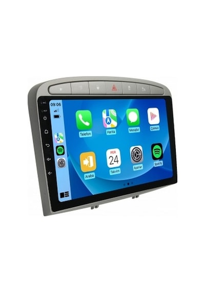 Peugeot 308 Gri 2007-2014 4gb Ram 64gb Hafıza 8 Çekirdek Carplay Kamera Android Multimedya 9"