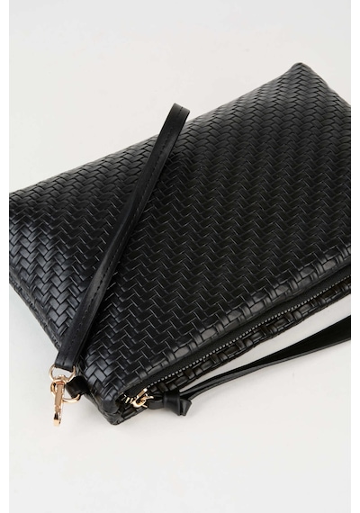 Vivaq Kadın Bellis Örgü Siyah Astarlı Suni Deri Bilek Askılı Portföy El Ve Clutch Çanta SİYAH