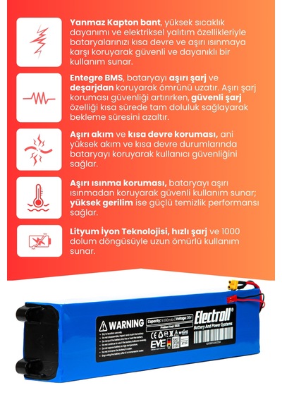Volta Vt1 Batarya Yüksek Kapsite 36v 9.600 Mah