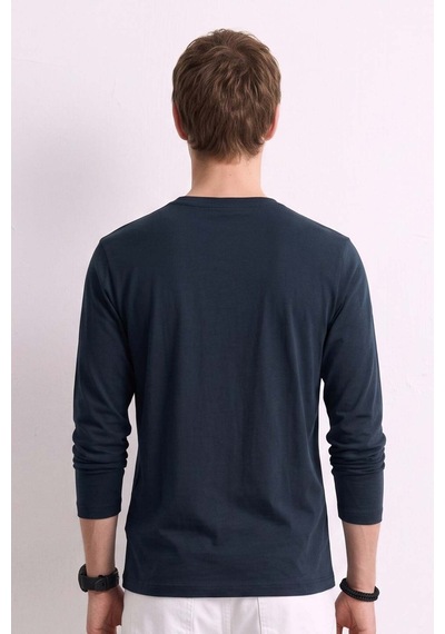 Barrels And Oıl Erkek Bisiklet Yaka İnce Sweatshirt 5074 - İndigo İndigo