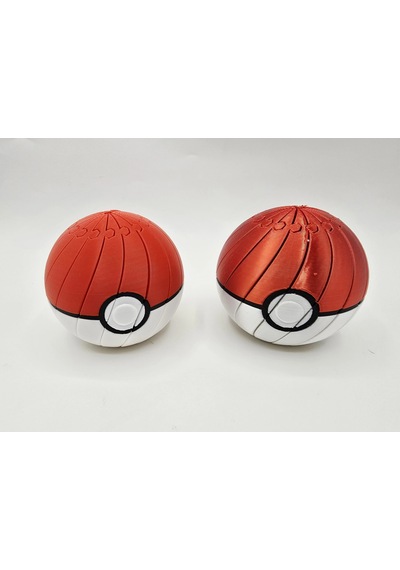 3d Baskı Pokebal - Segmentli Pokeball Dekoratif Küre-kırmızı