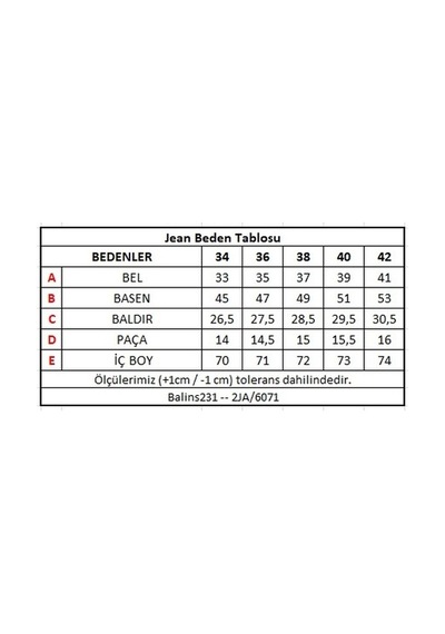 Balins Kadın Kot Pantoloon Yıkama Çok Renkli