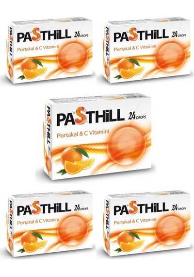 Pasthill Portakal 24 Adet Boğaz Pastil 5'li Paket