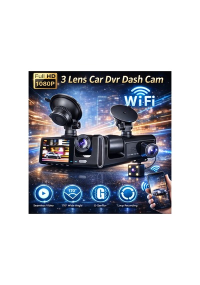 Black Box Wifi Destekli Full Hd 1080p 3 Lü Araç Kamerası Ön + İç + Arka Kamera Dvr Car Dashcam