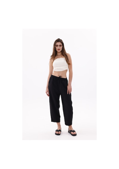 Genius Store Kadın Şalvar Cepli Ayrobin Şalvar Pantolon Ayarlanabilir Beli Lastikli Pantolon Kadın-şalvar Siyah