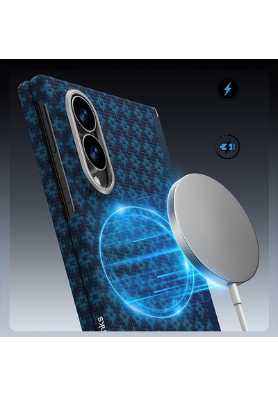 Galaxy Z Fold 8 Benks Armorair Armorgrid Grand Combo Üçlü Aksesuar Seti Karbon Kapak + Film Mavi