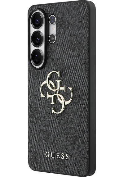 Galaxy S26 Ultra Uyumlu Kılıf Guess Lisanslı Pu Deri Büyük Metal Logo Dizaynlı Kapak Siyah