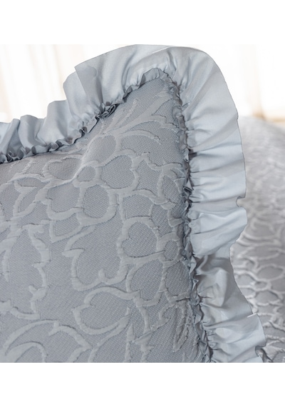 Madame Coco Crefurien Pamuklu Çift Kişilik Yatak Örtüsü - Açık Mavi 8684427178232 Çok Renkli
