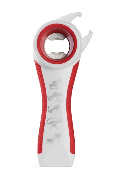 5 İn 1 Çok Amaçlı Konserve Şişe Ve Kavanoz Açacağı - Ergonomik Pratik Mutfak Aleti Kırmızı Diğer
