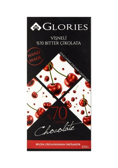 Glories Vişneli %70 Kakao Vegan Çikolata 100 G - 7 Adet Tarı