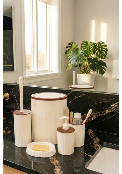Makri Home Banyo Seti, Yuvarlak, Beyaz, Hacim: 6 Litre Beyaz