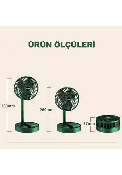 Robeve Masaüstü Vantilatör Şarjlı Vantilatör 3 Kademeli Vantilatör Fan Masa Üstü Kompakt Vantilatör