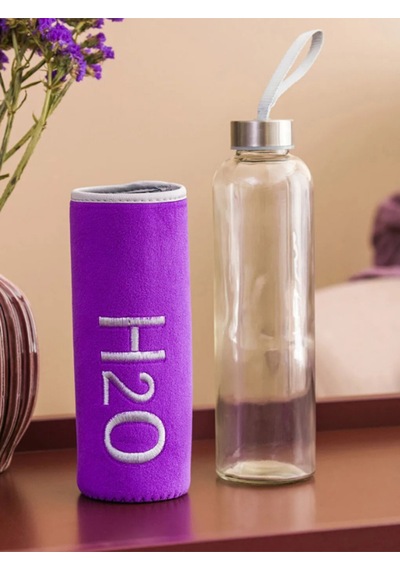 H2o Kadife Kılıflı Cam Matara 600 Ml - Renk Seçenekli Çok Renkli