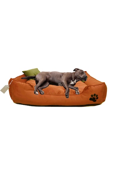 Büyük Irk Köpek Yatağı Ultrasoft Yıkanabilir Yüksek Kaliteli Kumaş Pati İşlemeli - 70 X 90 Cm - Kiremit