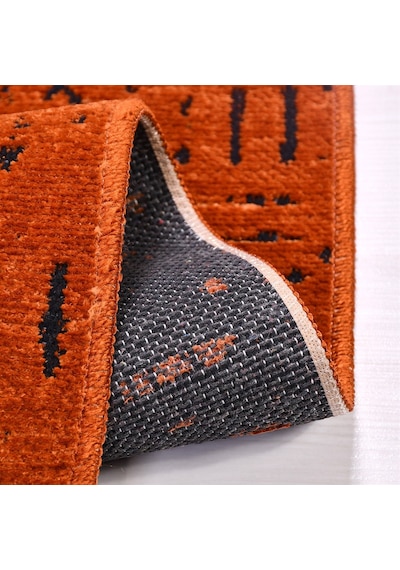 Çam Halı Crea Decolux Vena 8010 Kiremit Özel Kaymaz Tabanlı Pamuk Dokuma Kilim - 80x150