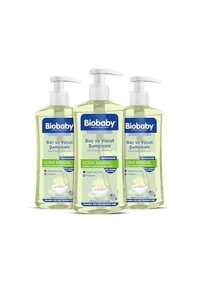 Ultra Hassas Bebek Şampuanı Saç Ve Vücut İçin, Organik Elma Özlü-3 Lü Set 500 Ml X 3 Açık Bej