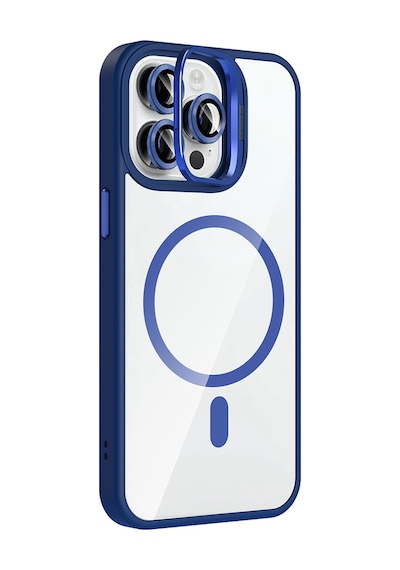 Apple Uyumlu iPhone 14 Pro Max Kılıf Standlı + Kamera Lens Koruma Setli M-safe Şarj Özellikli Mkst Desert Titanyum Desert Titanyum