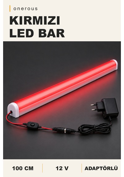 Onerous 100 Cm 12v Kırmızı Led Bar, Anahtarlı, Adaptörlü