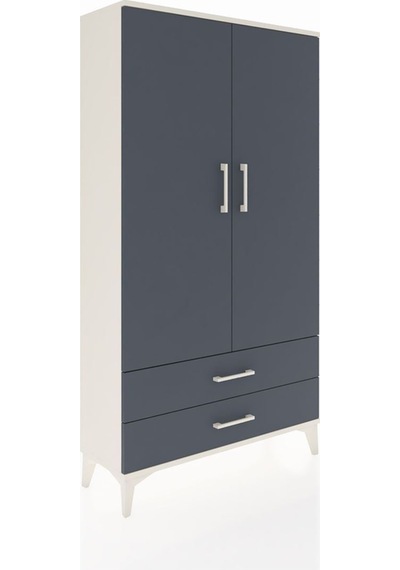 Arges Dolap 2 Raflı 2 Çekmeceli Tek Askılı 88x30x163 Aytaşı-antrasit Aytası
