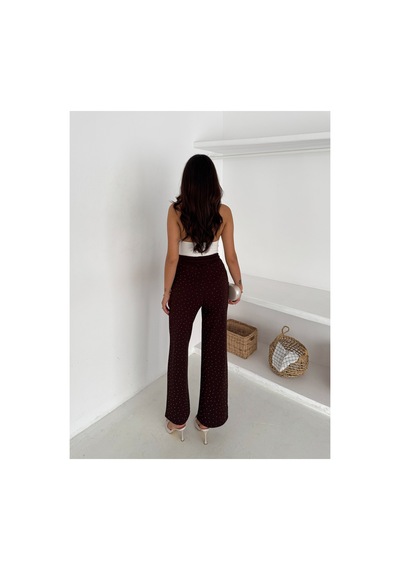 Gugus Kadın Bol Paça Modal Eşofman Altı Taşlı Wide Leg Model Siyah