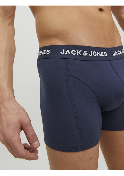 Jack & Jones Erkek Düz Renk 3'lü Beli Lastikli Boxer Paketi - Anthony - 12171946 Blue Nights
