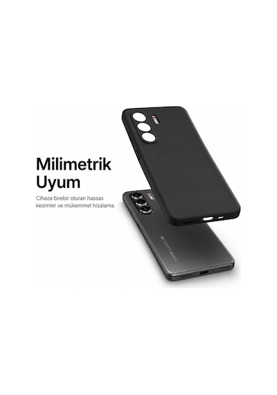 Tecno Spark 20 Kılıf Premium Mat İnce Kamera Korumalı Silikon Kapak Siyah