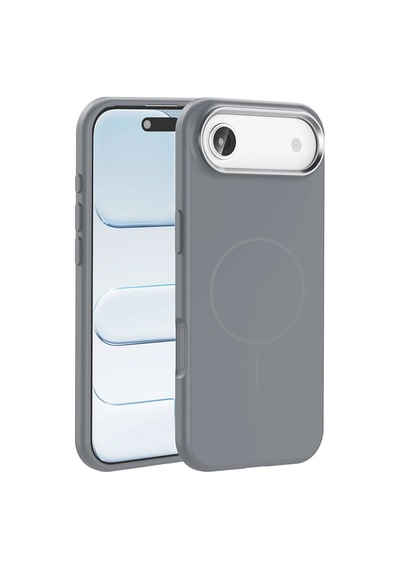 Apple Uyumlu iPad iPhone 17 Air Kılıf M-safe Şarj Özellikli Metal Kamera Çerçeveli Zore Edi Silikon Kapak Titanyum-Gri