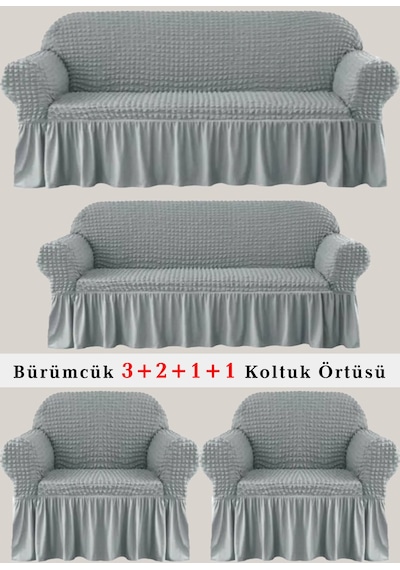 StarMall Bürümcük Koltuk Örtüsü, Berjer, Çekyat Kılıfı 3211 Takım Gri