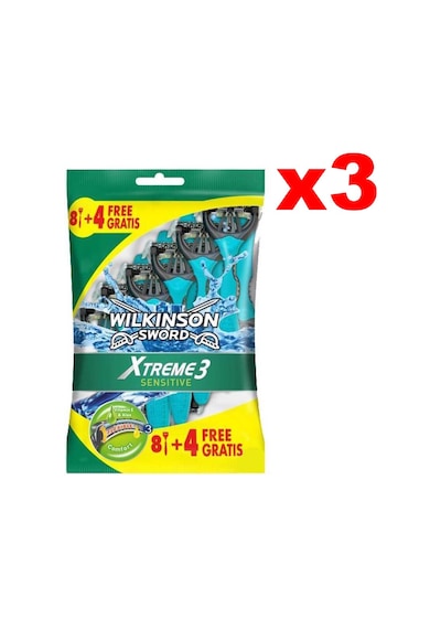 Wilkinson Sword Xtreme 3 Sensitive 8+4 3 Bıçaklı Kullan At Tıraş Bıçağı x 3 Adet