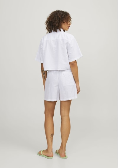 Jack & Jones Kadın Crop Keten Gömlek - Lulu 12231335 White Bej