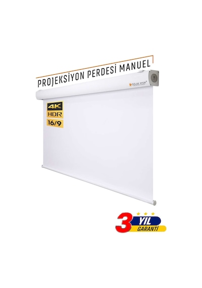 Gölge Stor Manuel HD 4K 8K Projeksiyon Perdesi 250 x 190 CM