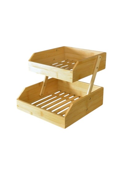 Bambu 2 Katlı Meyvelik - Bambu Katlı Sunumluk