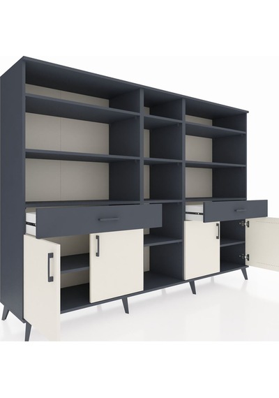 Hyperion Dolap 12 Raflı 2 Çekmeceli 4 Kapaklı 220x44x163 Antrasit Antrasit-aytaşı/antrasit Hyperion Dolap 12 Raflı 2 Çekmeceli 4 Kapaklı 220x44x163 Antrasit Antrasit-aytaşı/antrasit