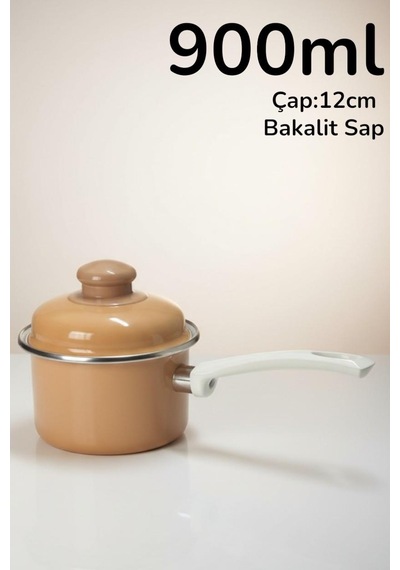 Lüks Emaye Rafadan, Mini Tava, Sos Tenceresi 12cm 900ml Kahve