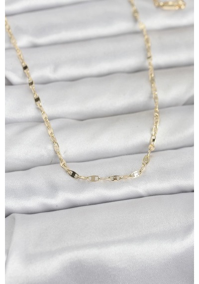Ceylan Adam Cm 14k Gold Renk Yassı Gemici Zincir Model 60 Cm Kadın Kolye Çok Renkli