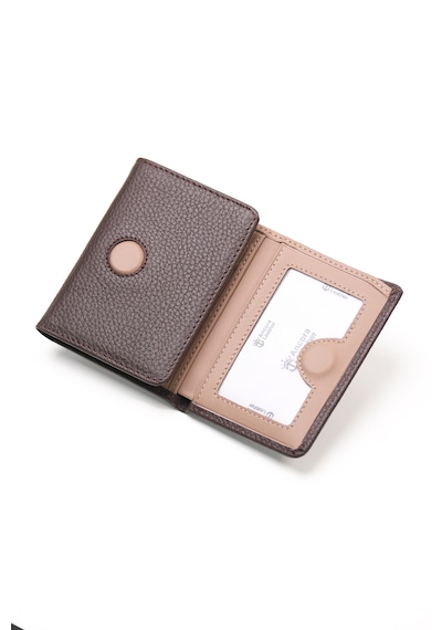 Ancora Leather Hakiki Deri Gizli Mıknatıslı Ünisex Cüzdan-46200 Kahve- Toprak