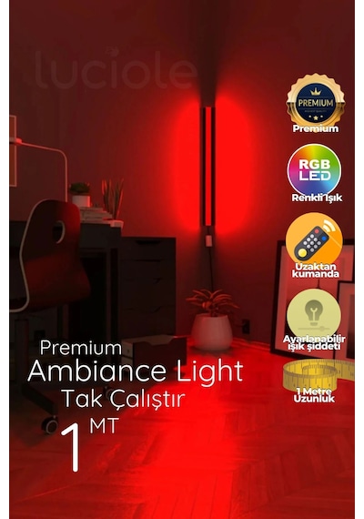 Led Abajur Aplik Gece Lambası Rgb Lambader 16 Renkli Uzaktan Kumandalı Işık 4 Animasyonlu