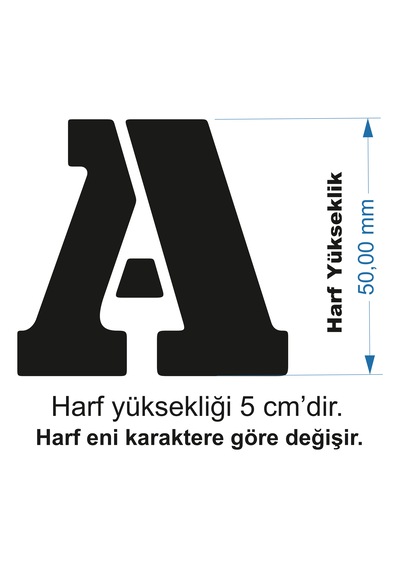 Stencil Harf Boyama Şablonu X020 Harf Yüksekliği 5 Cm