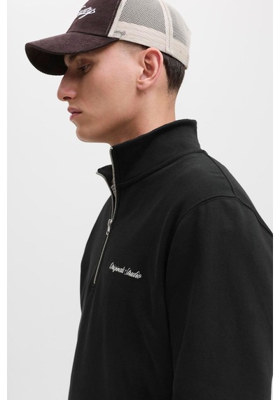 Jack & Jones Erkek Yarim Fermuarli Dik Yaka Sweatshirt - Norrebro Black