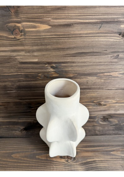 Ham Seramik Sculpt Vazo Krem