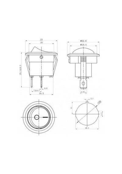 Ender Yuvarlak Işıksız Anahtar 21mm Siyah