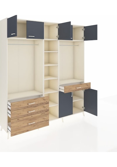 Hyperion Dolap 11 Raflı 4 Çekmeceli 2 Askılı 220x44x243 Aytaşı-antrasit/çam Çok Renkli Hyperion Dolap 11 Raflı 4 Çekmeceli 2 Askılı 220x44x243 Aytaşı-antrasit/çam Çok Renkli