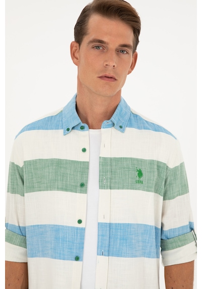 U.s. Polo Assn. Erkek Yeşil Gömlek Desenli 50283348-vr054 Yeşil