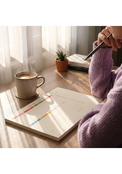 Lexroo Tarihsiz A4 Haftalık Masa Planlayıcı 80 Yaprak 110gr. Ivory Minimal Tasarım Çok Renkli